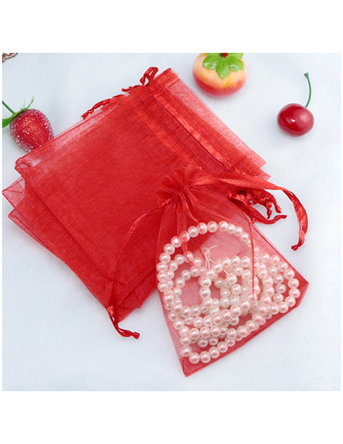 Fashion Red (100 Batches For A Single Color) Organza Drawstring Mesh Packaging Bag
