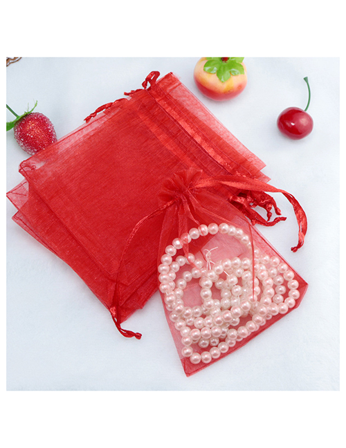 Fashion Red (100 Batches For A Single Color) Organza Drawstring Mesh Packaging Bag