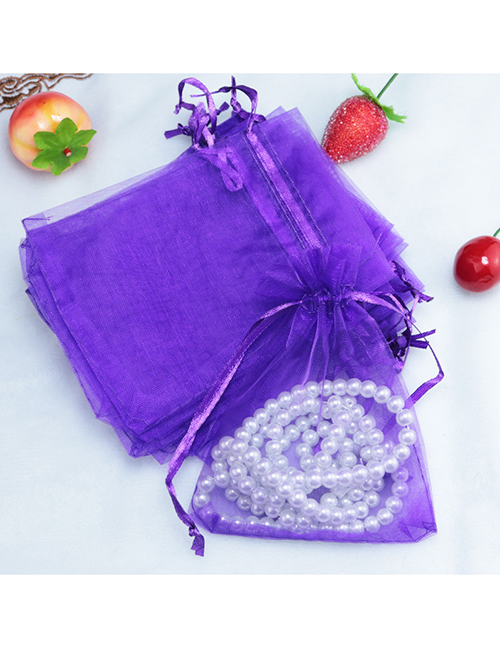 Fashion Deep Purple (100 Batches For A Single Color) Organza Drawstring Mesh Packaging Bag