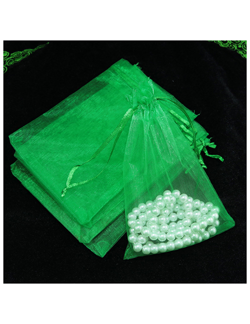 Fashion Grass Green (100 Batches For A Single Color) Organza Drawstring Mesh Packaging Bag