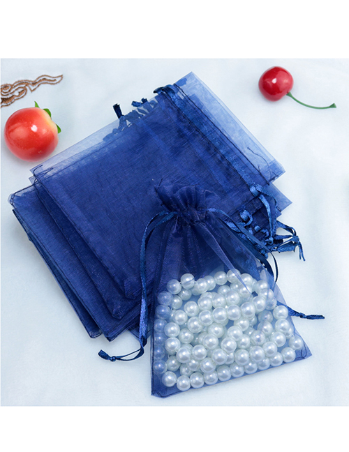 Fashion Navy Blue (100 Batches For A Single Color) Organza Zipper Bag