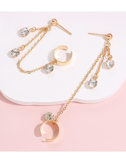 Fashion Gold Alloy Diamond Tassel Earring Set
