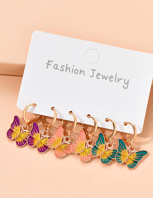 Fashion Color Acrylic Drop Butterfly Earring Set