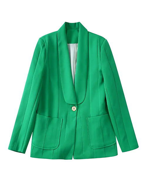 Fashion Green Woven Lapel One-button Blazer
