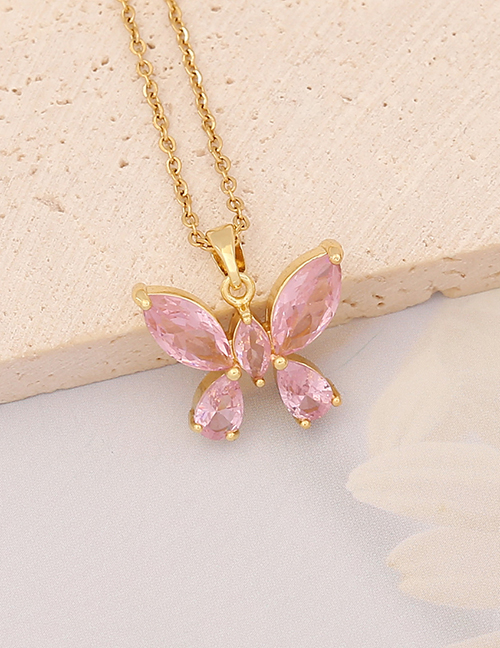 Fashion 8# Butterfly Bronze Zirconium Butterfly Necklace