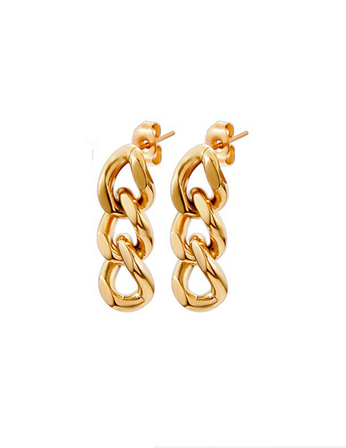 Fashion Rose Gold Titanium Gold Plated Cuban Chain Stud Earrings