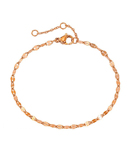 Fashion Rose Gold 20+3cm Titanium Steel Gold Plated Lip Chain Anklet