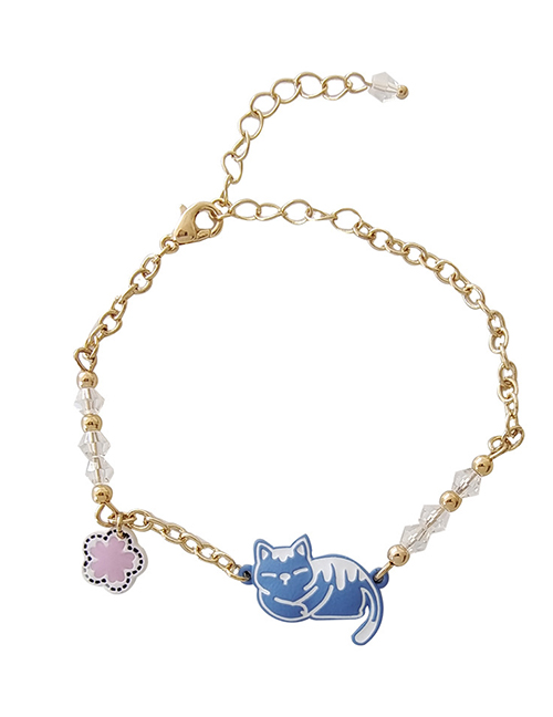 Fashion Gold Alloy Flower Kitten Bracelet