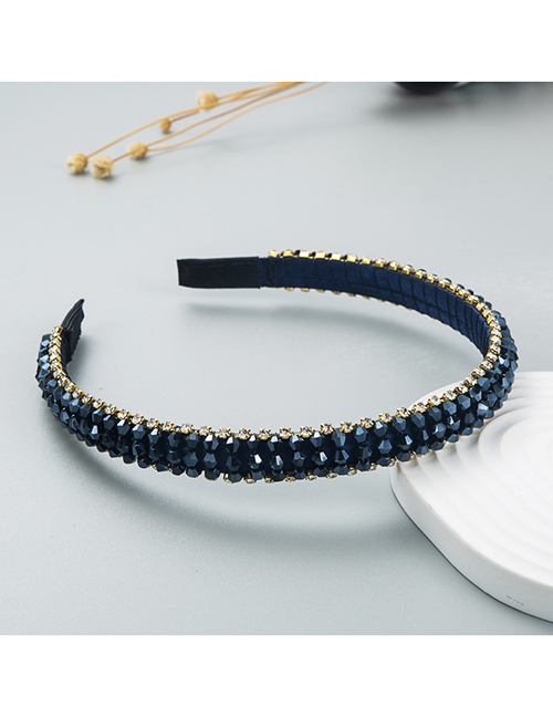 Fashion Navy Blue Fabric Beaded Crystal Headband