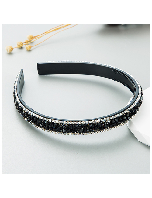 Fashion Black Fabric Diamond-embellished Hairband