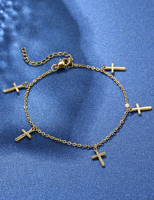 Fashion Gold Stainless Steel Cross Bracelet