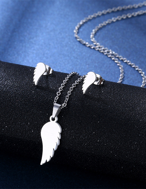 Fashion Wing Titanium Wings Stud Necklace Set