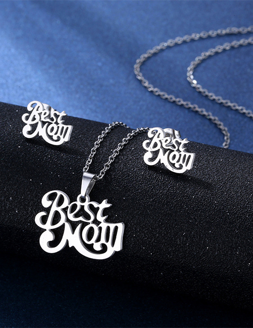 Fashion Letter Titanium Alphabet Stud Necklace Set