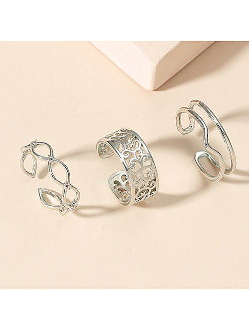 Fashion Silver Alloy Carved Openwork Open Ring Set