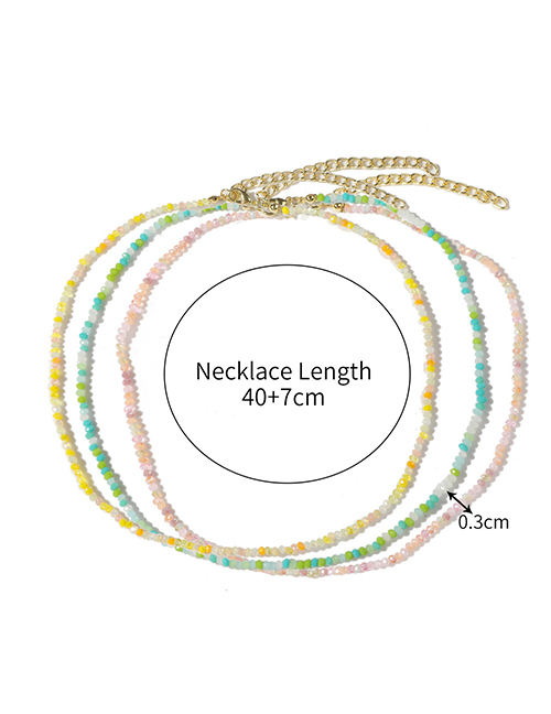 Fashion 3# Geometric Crystal Beaded Necklace Set