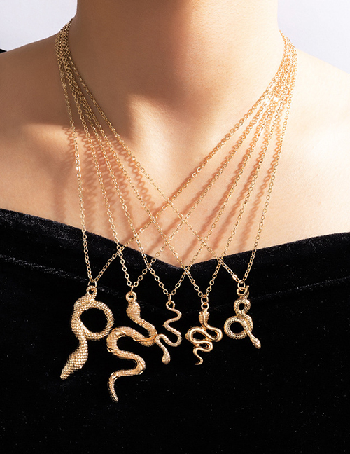 Fashion Gold Alloy Geometric Snake Necklace Set