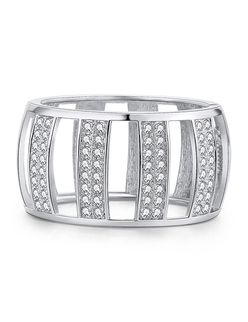 Fashion Silver Alloy Diamond Wide Open Bracelet