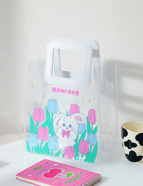 Fashion Flower Bunny Pvc Transparent Cartoon Tote Bag