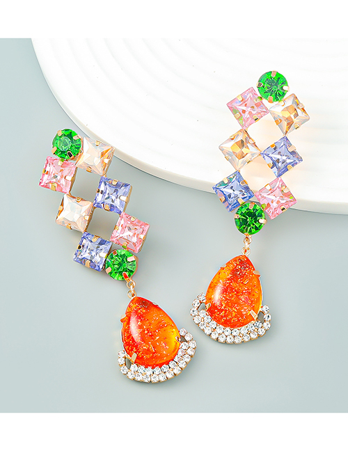 Fashion Color Alloy Set Drop Diamond Geometric Drop Earrings