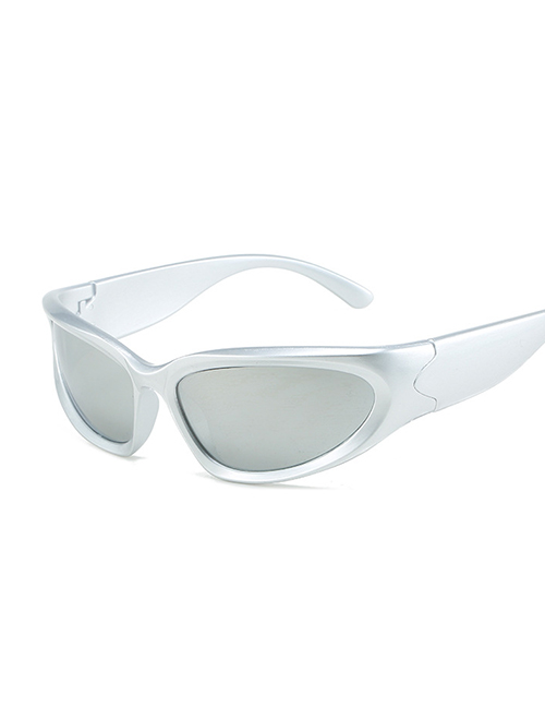 Fashion Silver Frame White Mercury Pc Wide Leg Sunglasses