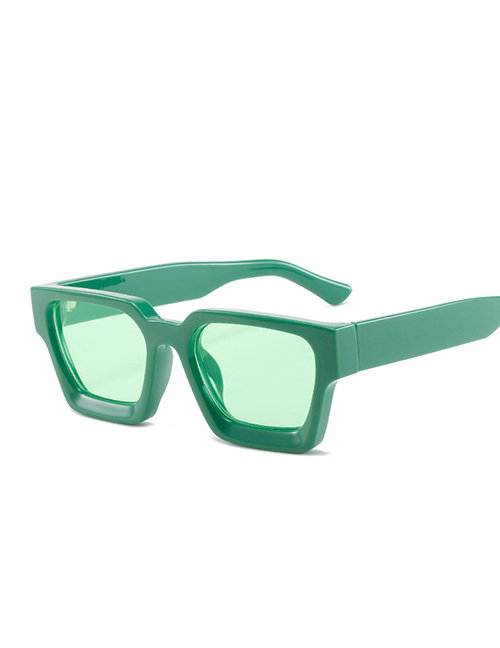 Fashion Green Frame Green Sheet Large Square Frame Sunglasses