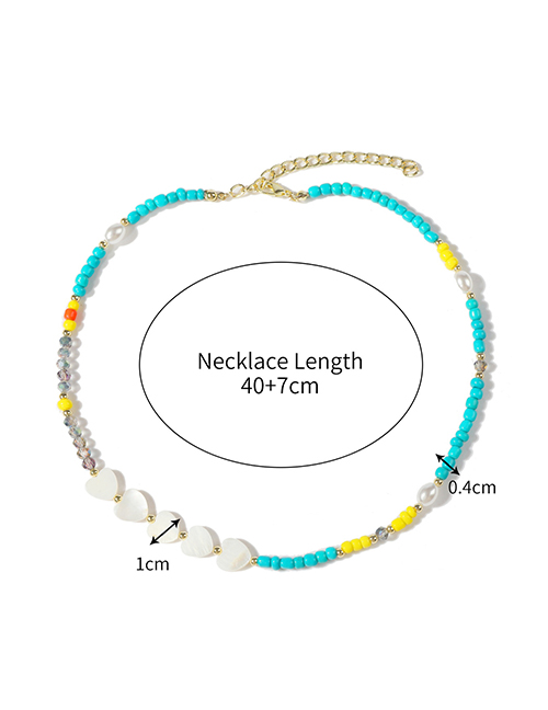 Fashion 14# Geometric Beads Beaded Glass Heart Necklace