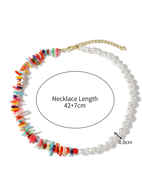 Fashion 17# Colorful Gravel Panel Pearl Necklace