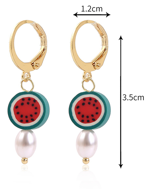 Fashion 6# Geometric Terracotta Watermelon Pearl Earrings