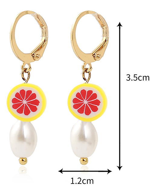 Fashion 7# Geometric Ceramic Grapefruit Pearl Earrings
