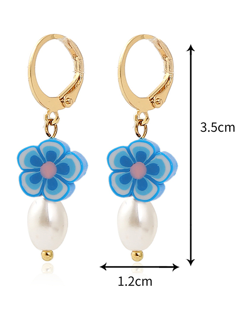 Fashion 8# Geometric Terracotta Flower Pearl Earrings
