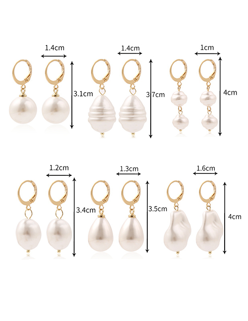 Fashion 14# Geometric Pearl Earrings Set