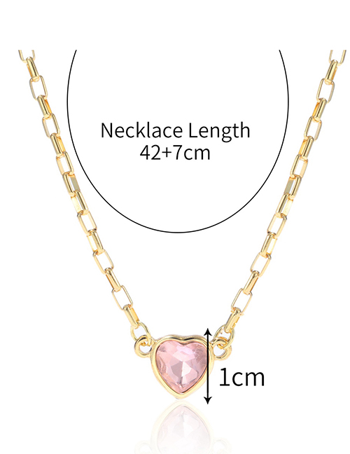 Fashion Pink Love Alloy Diamond Heart Necklace