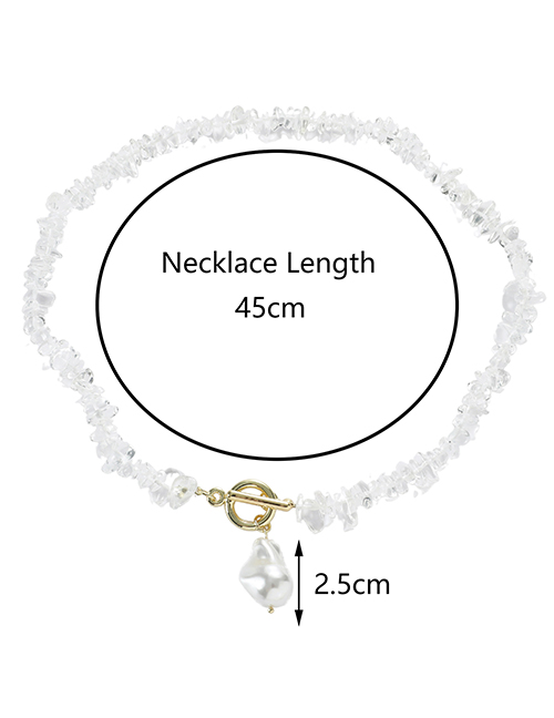 Fashion Transparent Stone Geometric Gravel Beaded Pearl Necklace