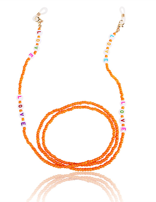 Fashion Orange Solid Color Beige Beads Alphabet Beads Beaded Glasses Chain