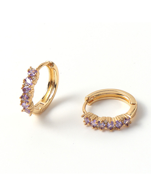 Fashion Purple Bronze Zirconium Geometric Round Earrings