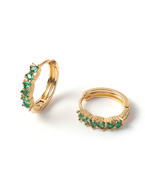 Fashion Green Bronze Zirconium Geometric Round Earrings