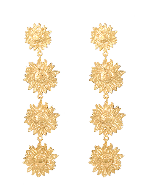 Fashion Gold Alloy Flower Earrings