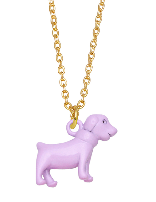 Fashion Purple Pure Copper Three-dimensional Dog Necklace