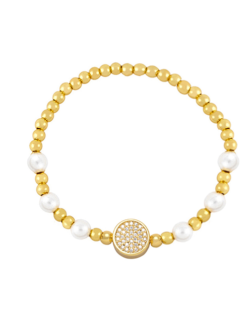 Fashion White Gold Plated Copper Beaded Diamond Round Bracelet