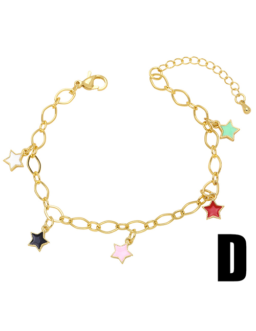Fashion D Copper Drop Oil Star Tassel Bracelet
