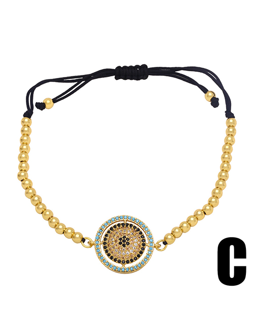 Fashion C (gold) Gold Plated Copper Beaded Diamond Round Bracelet