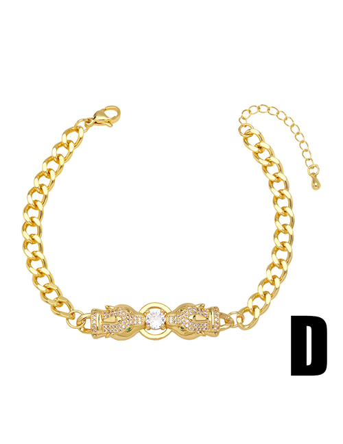 Fashion D Brass Diamond Leopard Head Bracelet