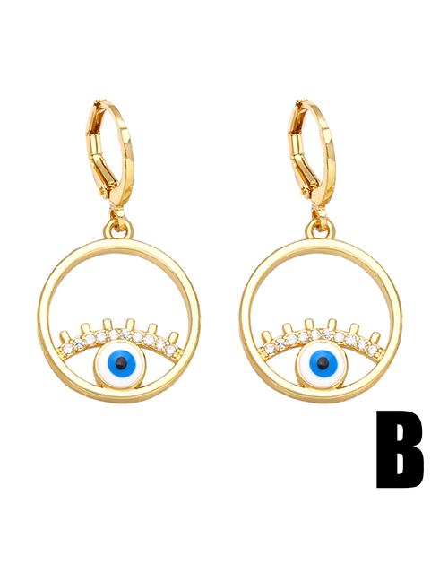 Fashion B Geometric Diamond Eye Circle Earrings