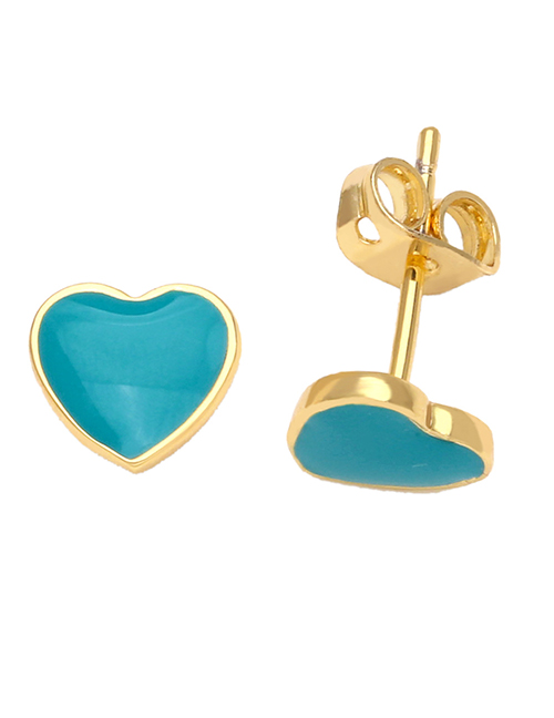 Fashion Blue Geometric Drop Oil Love Stud Earrings