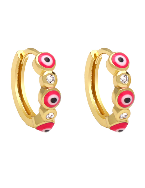 Fashion Rose Red Geometric Zirconium Oil Drop Eye Earrings