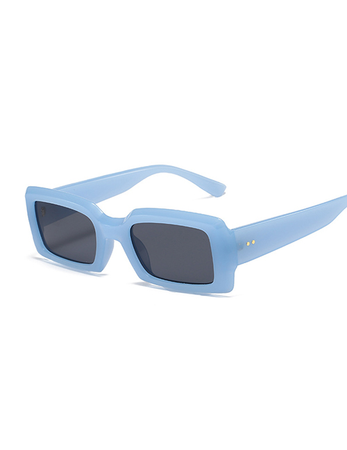 Fashion Jelly Blue Frame Gray Slice Small Square Frame Sunglasses