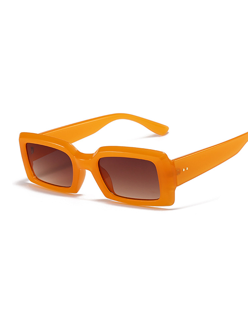 Fashion Orange Frame Double Tea Tablets Small Square Frame Sunglasses