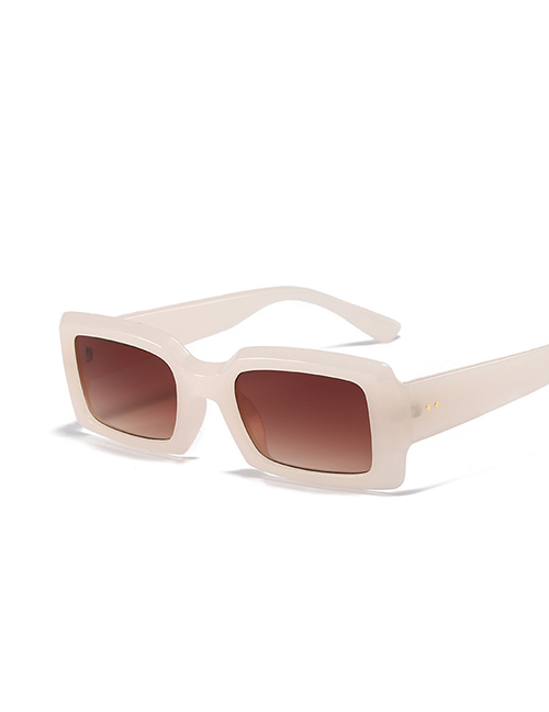 Fashion Rice White Frame Double Tea Tablets Small Square Frame Sunglasses