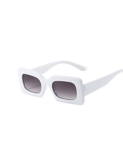 Fashion Solid White Frame Double Gray Small Square Frame Sunglasses