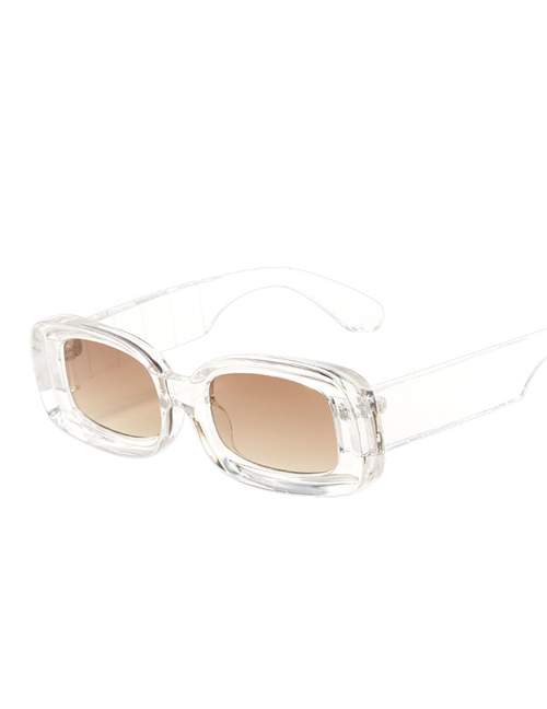 Fashion Transparent Frame Tea Slices Small Square Frame Sunglasses